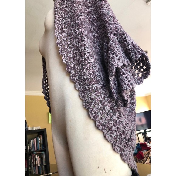 Nina Purple Heathered Angel Winged Sleeve Crocheted Circle Shrug Knit Sweater S - Picture 11 of 12